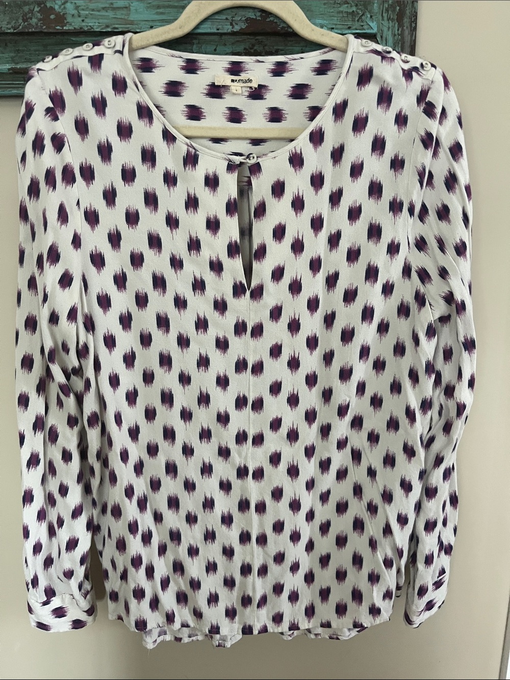 LA made White Long-Sleeve Tee with Purple Spot Print